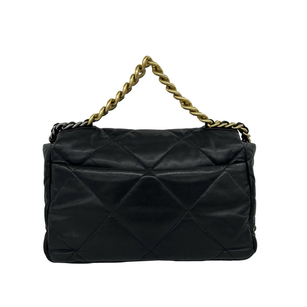 Chanel 19 CC Logo Lambskin Chain Shoulder Bag Black — view 3
