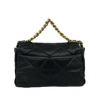 Chanel 19 CC Logo Lambskin Chain Shoulder Bag Black — view 3