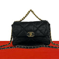 Chanel 19 CC Logo Lambskin Chain Shoulder Bag Black