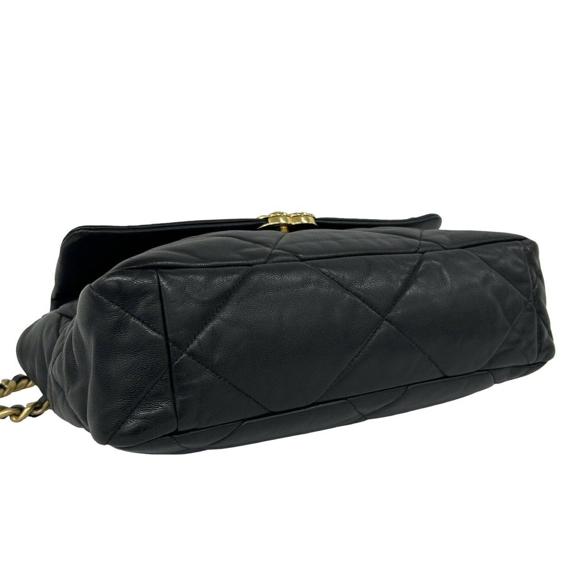 Chanel 19 CC Logo Lambskin Chain Shoulder Bag Black — view 7