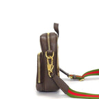 Gucci Shoulder Bag Pochette Mini Camel Ebony Jumbo GG Canvas Leather Gold — view 3