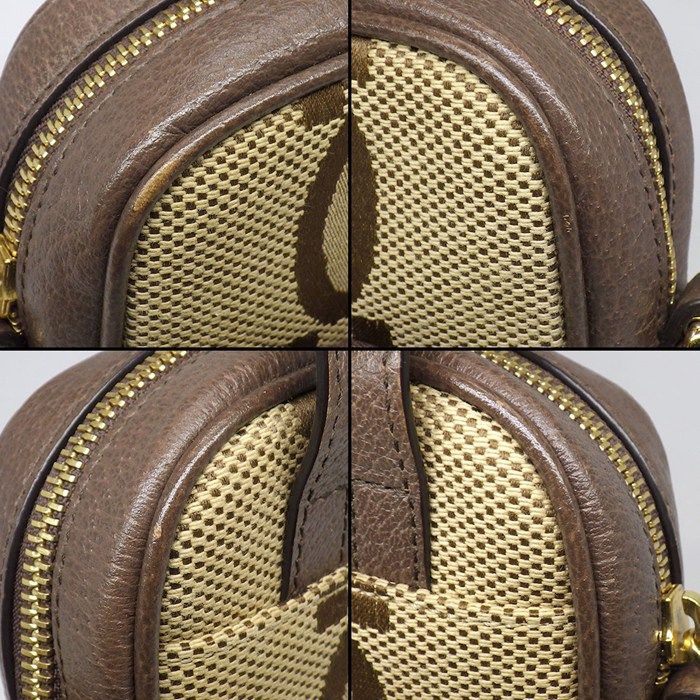 Gucci Shoulder Bag Pochette Mini Camel Ebony Jumbo GG Canvas Leather Gold — view 8