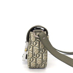 Dior Shoulder Bag with Saddle Flap Mini Khaki Cotton Calfskin — view 3