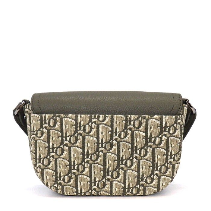 Dior Shoulder Bag with Saddle Flap Mini Khaki Cotton Calfskin — view 2