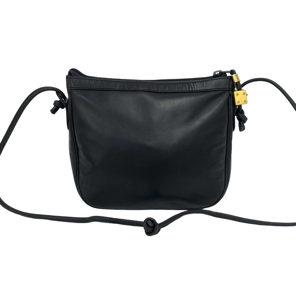 Loewe Vintage Anagram Logo Stamp Leather Shoulder Bag Pochette Crossbody Black — view 3