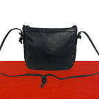 Loewe Vintage Anagram Logo Stamp Leather Shoulder Bag Pochette Crossbody Black