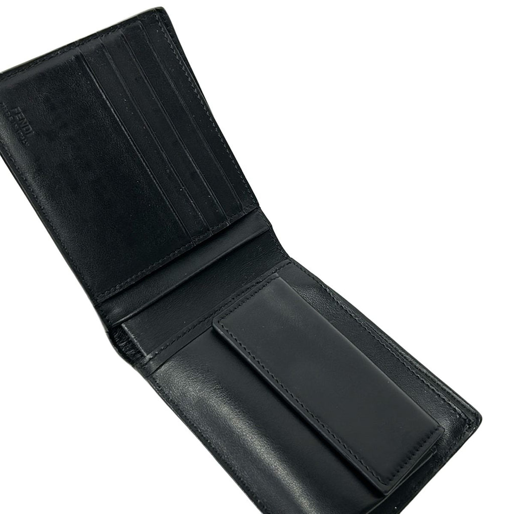 Fendi Bifold Wallet Zucca Pattern Gray Black Dark Yellow Leather — view 3