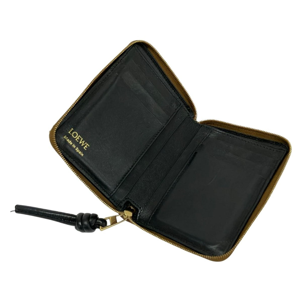 Loewe Bifold Wallet Knot Compact Zip Beige Black Zip Around Leather — view 3