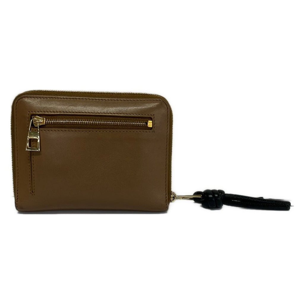 Loewe Bifold Wallet Knot Compact Zip Beige Black Zip Around Leather — view 2