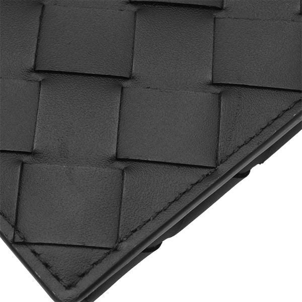 Bottega Veneta Wallet Intrecciato Leather Black Billfold Card Case Flap — view 5