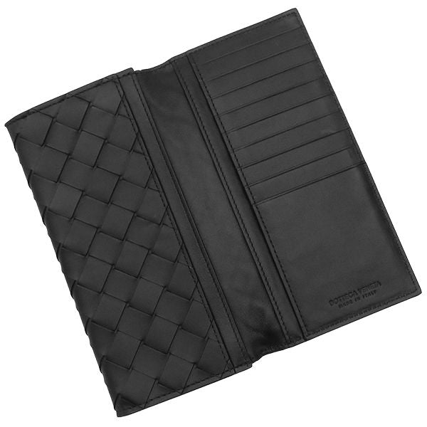 Bottega Veneta Wallet Intrecciato Leather Black Billfold Card Case Flap — view 6