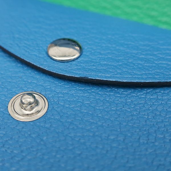 Hermes Card Case Calvi Duo Verso Chevre Blue Zanzibar Mint Silver Fragment — view 6