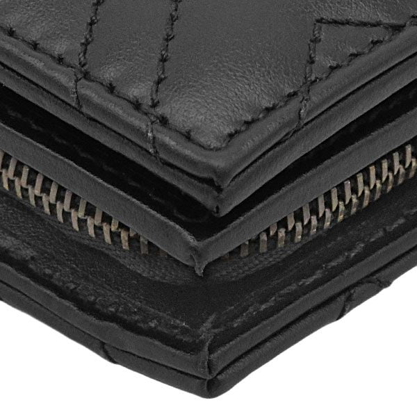 Gucci Bifold Wallet GG Marmont Compact Leather Black Vintage Quilted Coin Purse — view 4