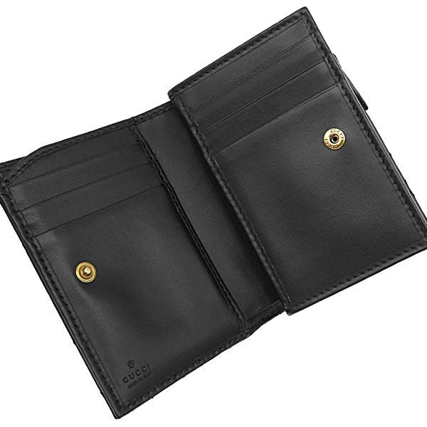 Gucci Bifold Wallet GG Marmont Compact Leather Black Vintage Quilted Coin Purse — view 7