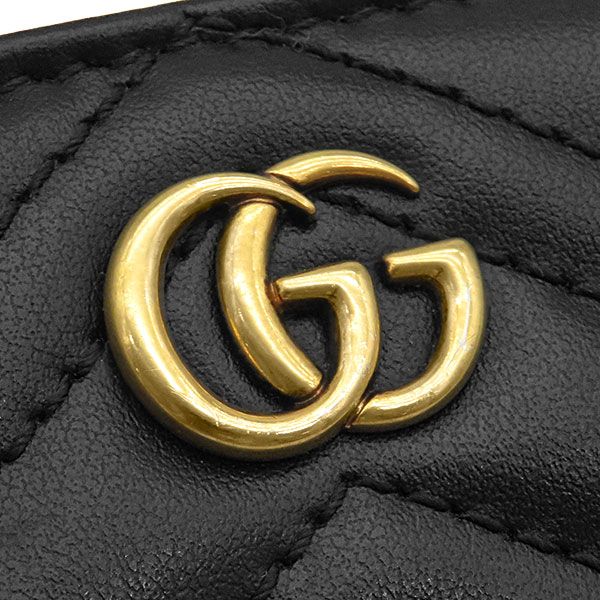 Gucci Bifold Wallet GG Marmont Compact Leather Black Vintage Quilted Coin Purse — view 5