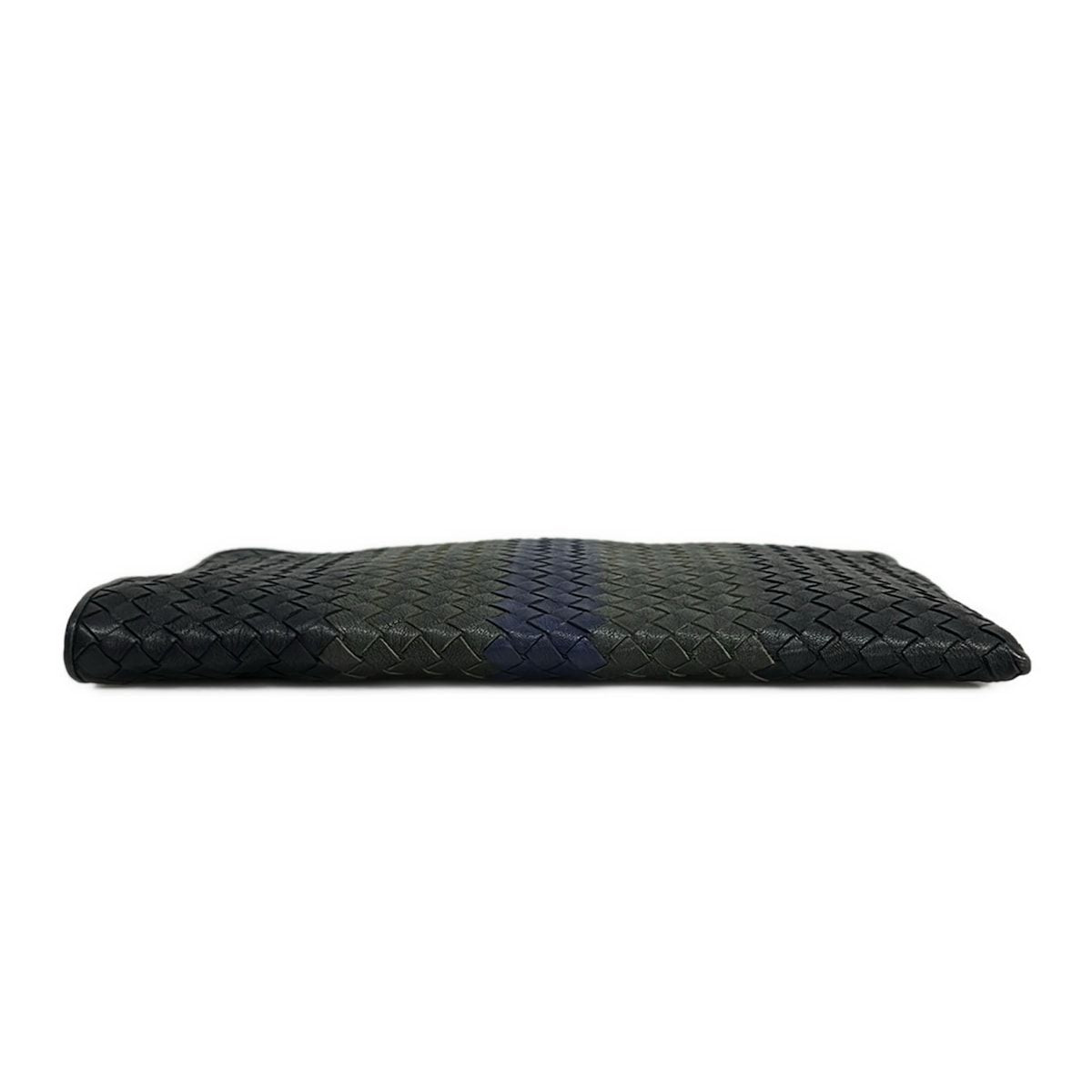 Bottega Veneta Second Bag Intrecciato Black Khaki Navy Leather — view 5