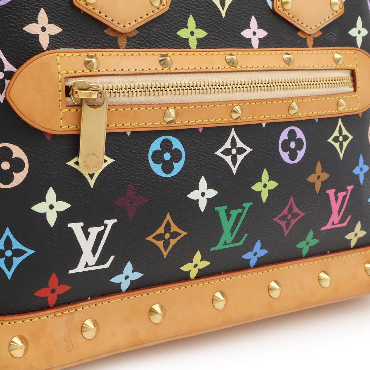 Louis Vuitton Monogram Multicolor Alma Handbag Studs Noir Black — view 8