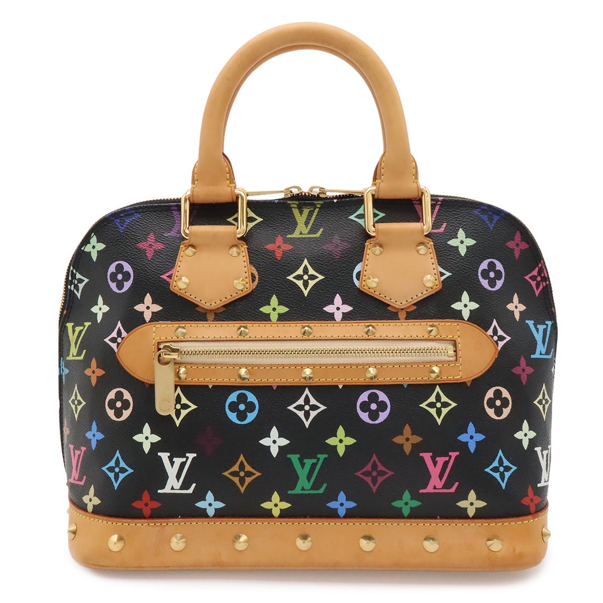 Louis Vuitton Monogram Multicolor Alma Handbag Studs Noir Black