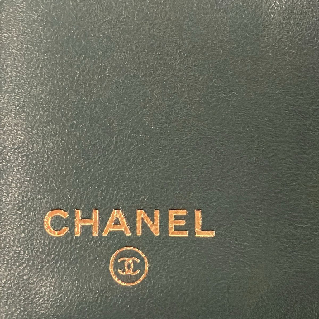 Chanel Trifold Wallet Quilted Blue Green CC Logo Gold Lambskin — view 5