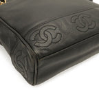 Chanel Triple CC Logo Tote Chain Shoulder Bag Caviar Leather Black Gold — view 3