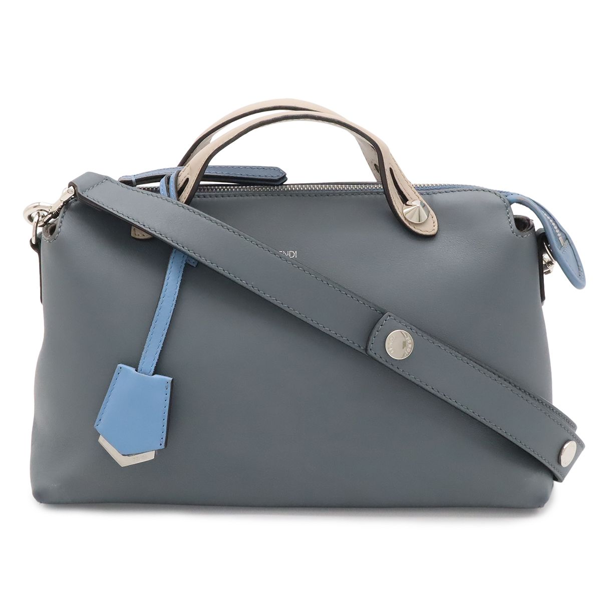 Fendi by the Way Medium 2-Way Shoulder Bag Tricolor Leather Blue Gray