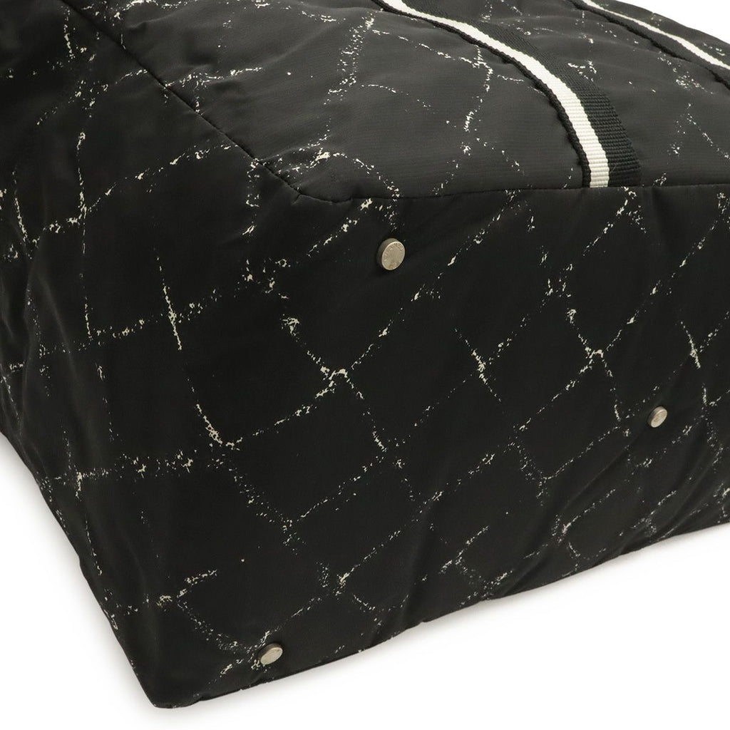 Chanel Travel Line Boston Bag Purse Nylon Black Red — view 3
