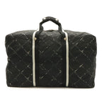 Chanel Travel Line Boston Bag Purse Nylon Black Red