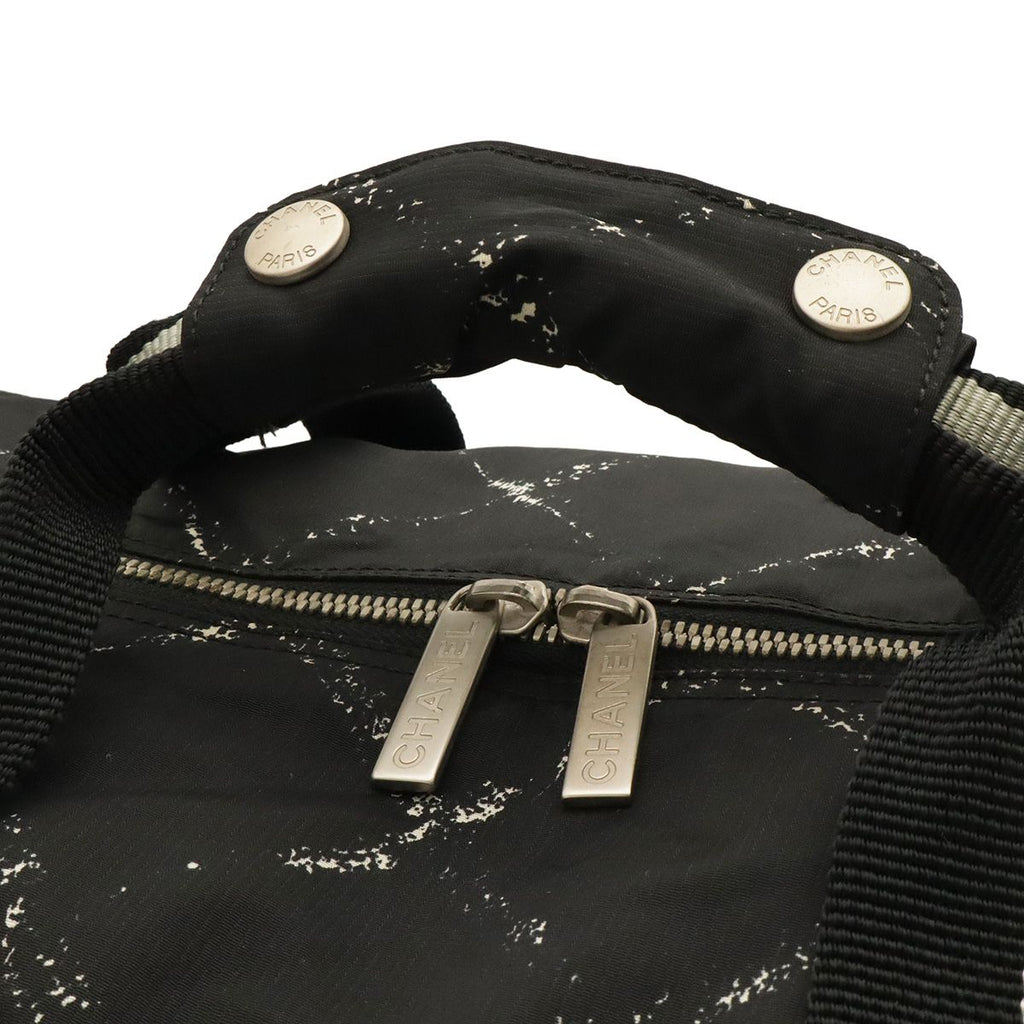 Chanel Travel Line Boston Bag Purse Nylon Black Red — view 5