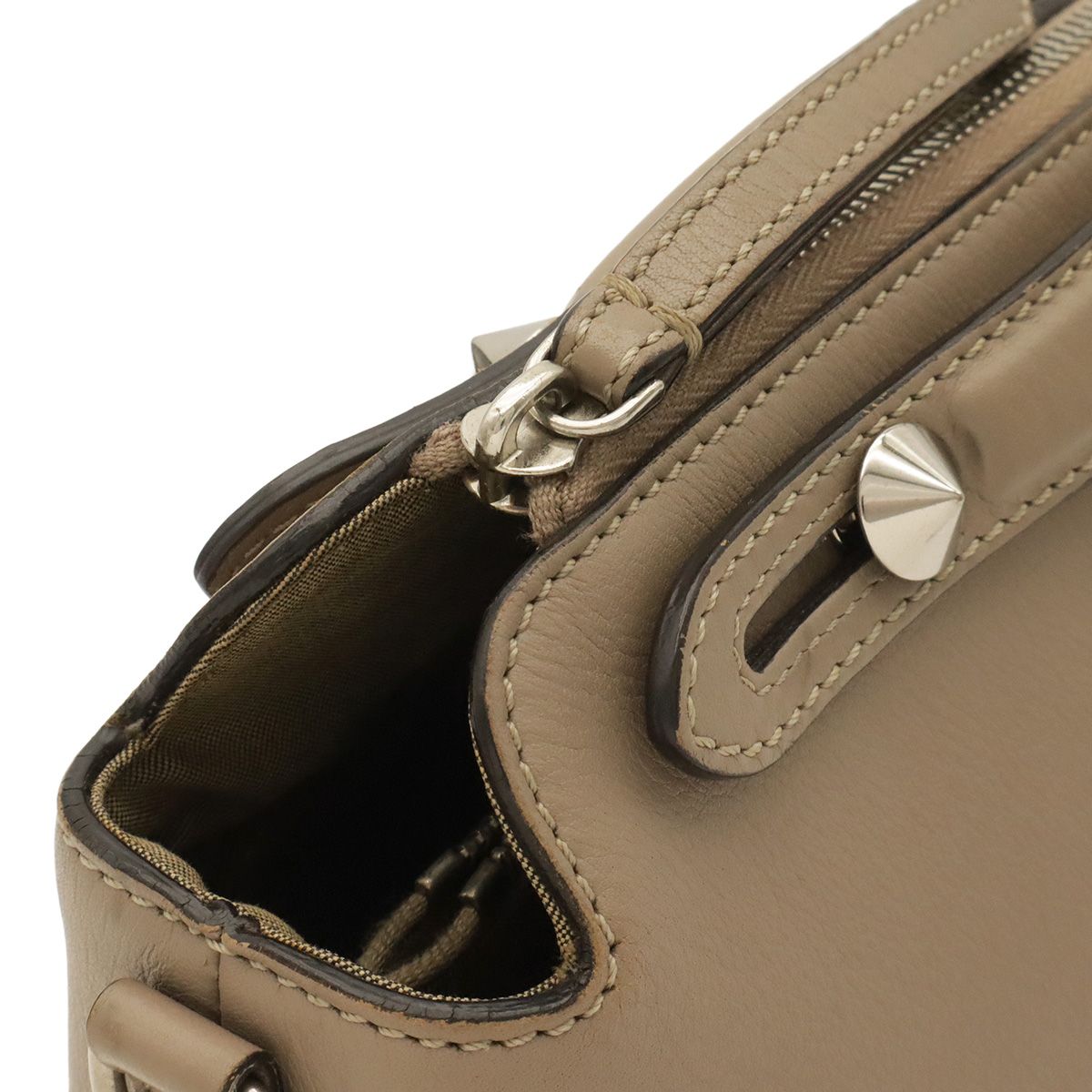 Fendi by the Way Medium 2-Way Shoulder Bag Leather Sand Beige Silver — view 7