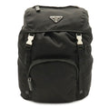 Prada Triangle Logo Backpack Shoulder Bag Nylon Leather Nero Black Silver