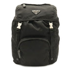 Prada Triangle Logo Backpack Shoulder Bag Nylon Leather Nero Black Silver