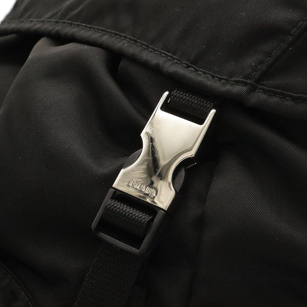 Prada Triangle Logo Backpack Shoulder Bag Nylon Leather Nero Black Silver — view 5