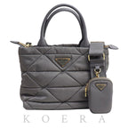 Prada Re-Nylon Padded Tote Shoulder Bag Gray