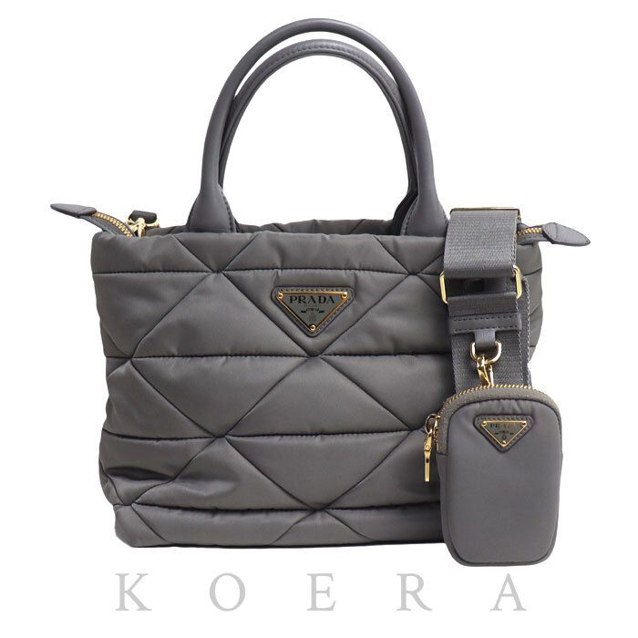 Prada Re-Nylon Padded Tote Shoulder Bag Gray