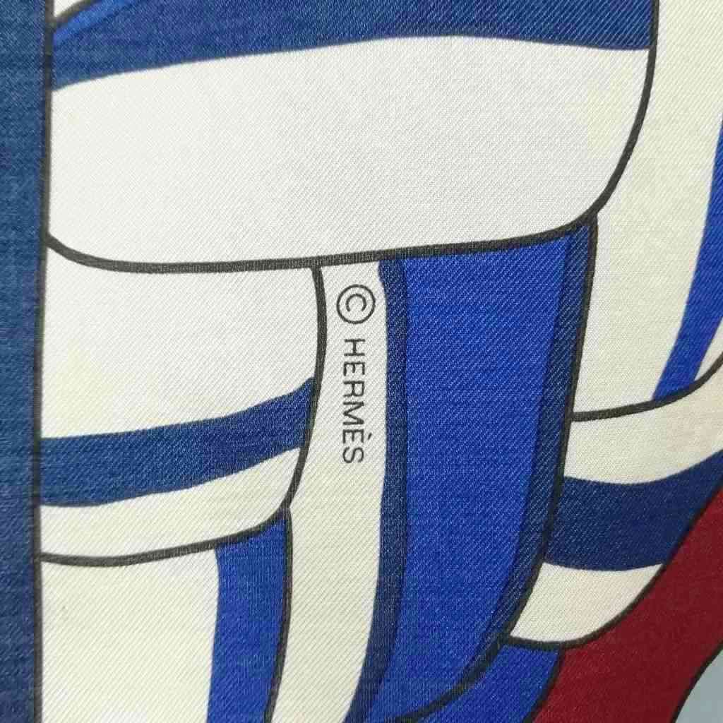 Hermes Carrick Bend Carre H Silk Large Scarf Navy — view 6