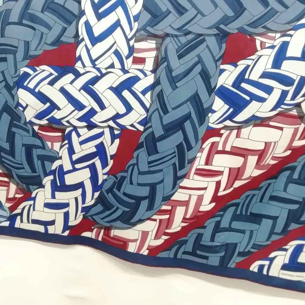 Hermes Carrick Bend Carre H Silk Large Scarf Navy — view 3