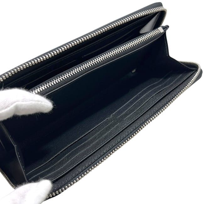 Louis Vuitton Zip Around Wallet Zippy Horizontal Taiga Leather Noir Black — view 5