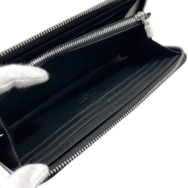 Louis Vuitton Zip Around Wallet Zippy Horizontal Taiga Leather Noir Black — view 6