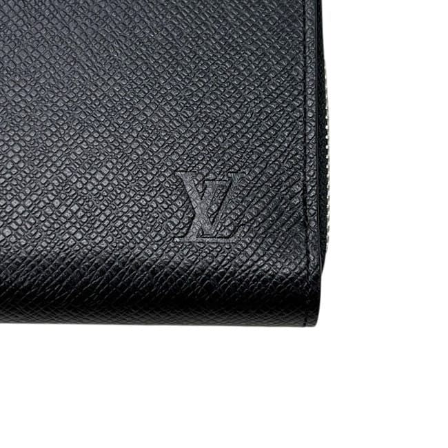 Louis Vuitton Zip Around Wallet Zippy Horizontal Taiga Leather Noir Black — view 8