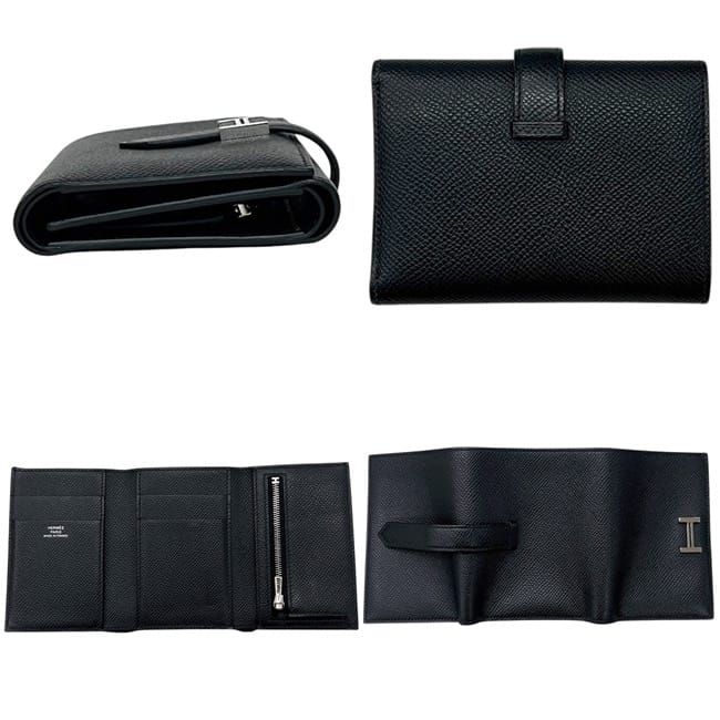 Hermes Trifold Wallet Bearn Combine Epsom Noir Black P Compact — view 2