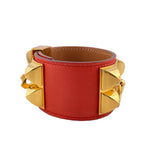 Hermes Collier de Chien L Bracelet Bangle Leather Red Vuitton — view 3