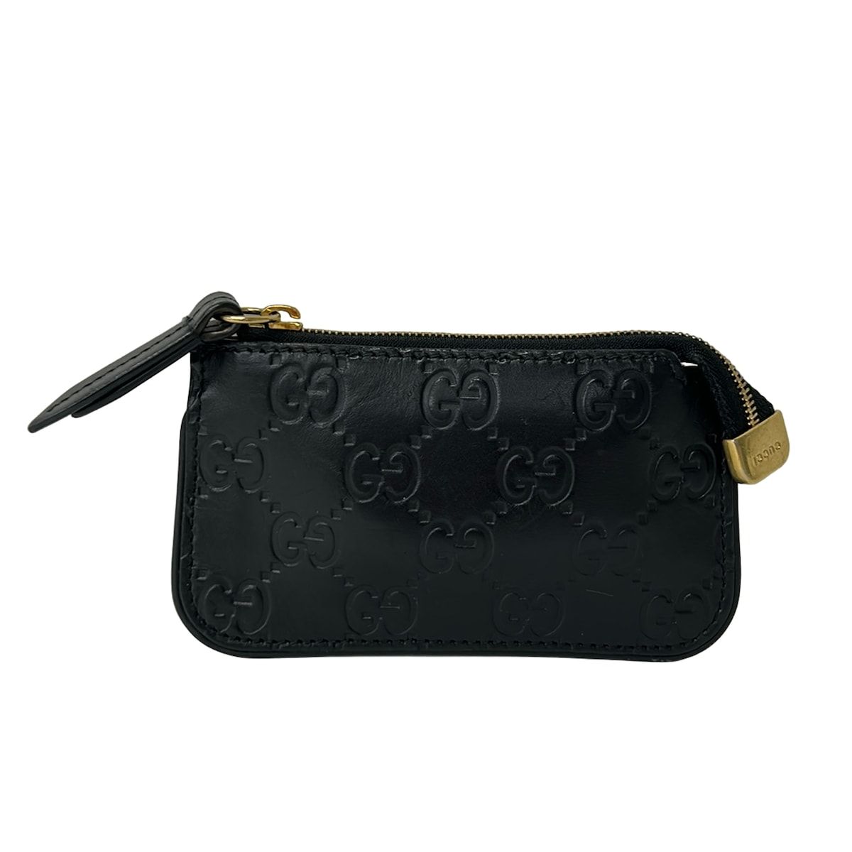 Gucci Coin Purse Guccissima Line Black with Key Ring Leather