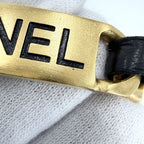 Chanel Choker CC Logo Plate Necklace Adjustable Leather 95P Gold Black — view 7