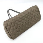 Chanel Quilted Mademoiselle Bowling Bag Metallic Leather Brown Silver — view 3