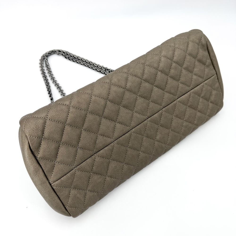 Chanel Quilted Mademoiselle Bowling Bag Metallic Leather Brown Silver — view 3