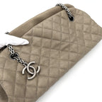 Chanel Quilted Mademoiselle Bowling Bag Metallic Leather Brown Silver — view 8