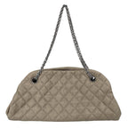 Chanel Quilted Mademoiselle Bowling Bag Metallic Leather Brown Silver — view 2