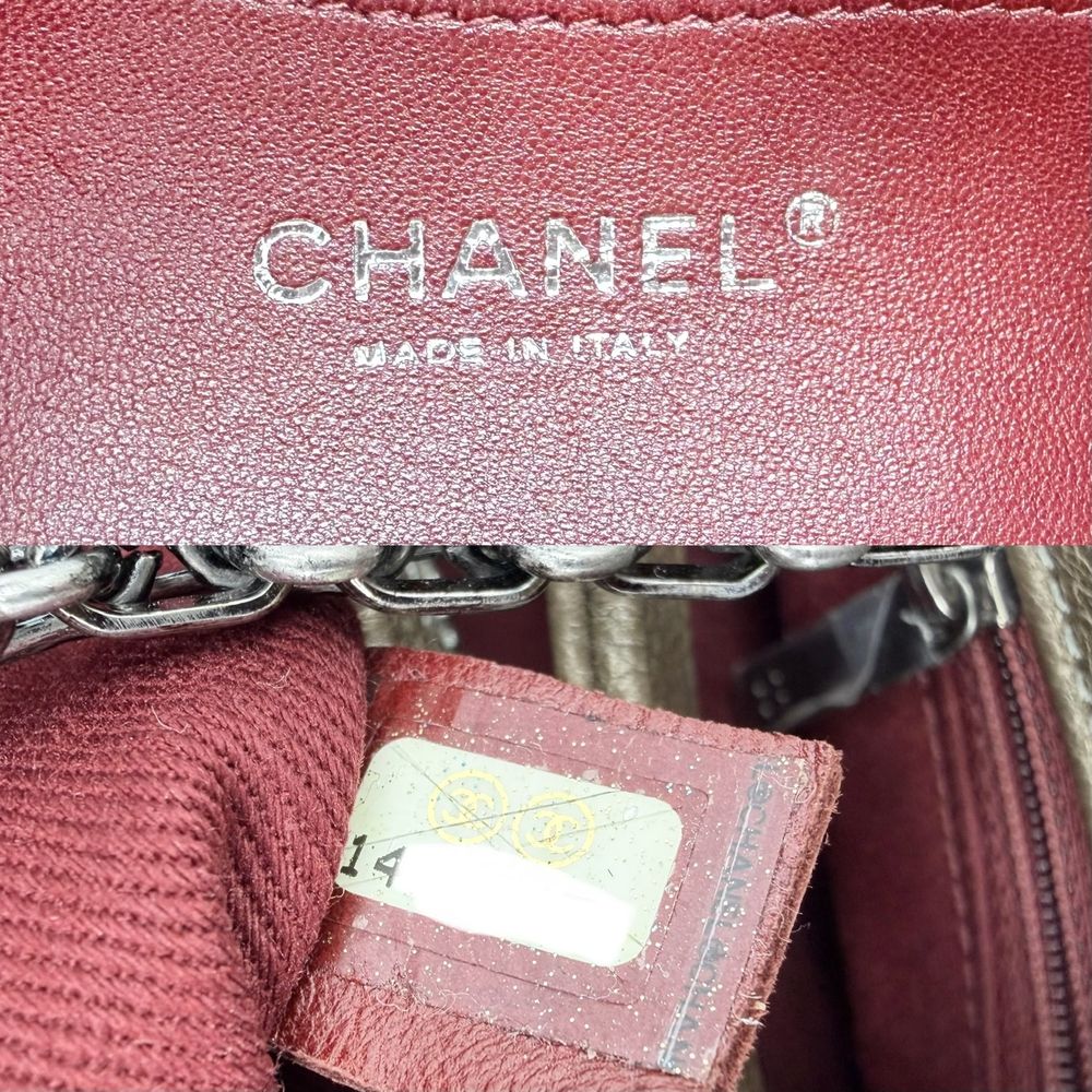Chanel Quilted Mademoiselle Bowling Bag Metallic Leather Brown Silver — view 5