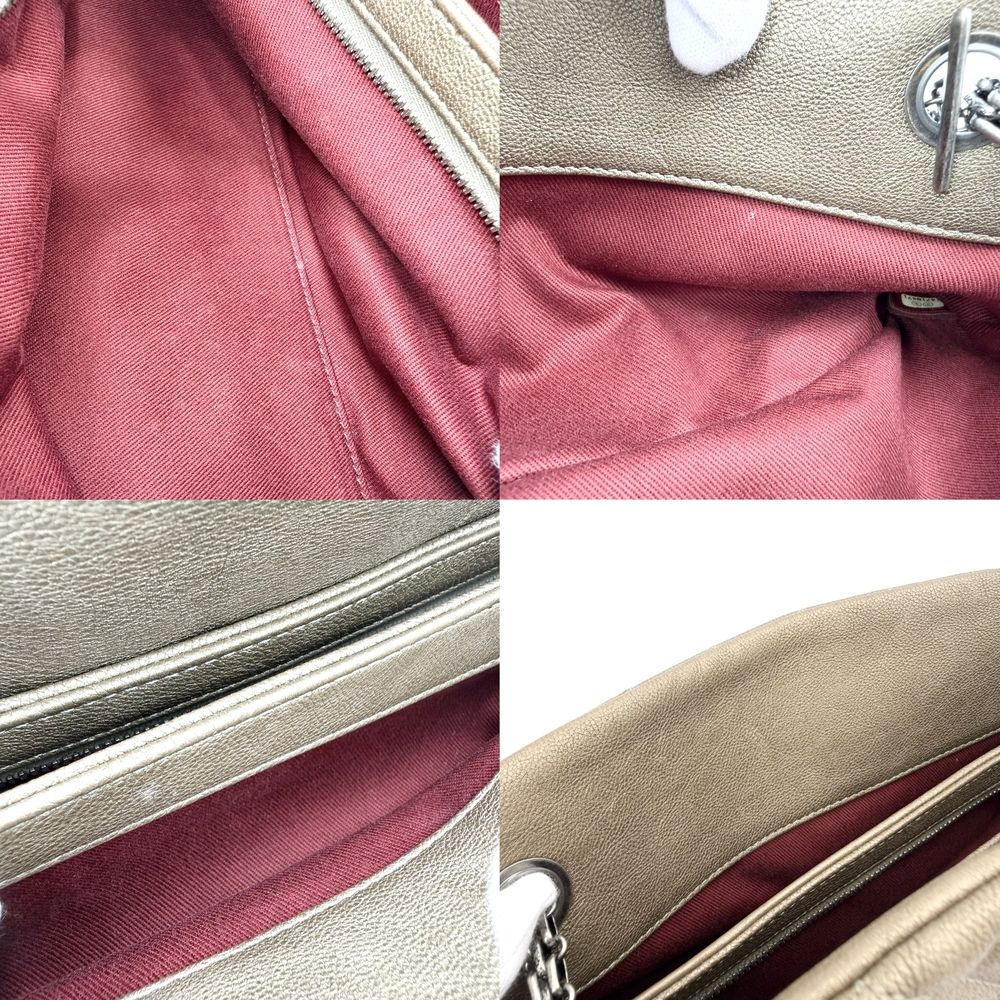 Chanel Quilted Mademoiselle Bowling Bag Metallic Leather Brown Silver — view 7