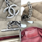 Chanel Quilted Mademoiselle Bowling Bag Metallic Leather Brown Silver — view 6